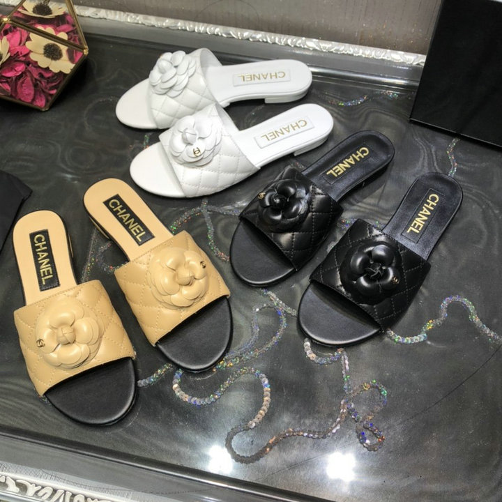 シャネル CHANEL 26-CHJ22009　2022年春夏最新入荷 カメリア ミュール フラットスリッパ サマーサンダル ビーチサンダル レディースシューズ