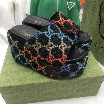 グッチ GUCCI 26-GGJ22034G　2022年最新入荷 ウィメンズ ウェッジソール スライドサンダル 厚底ミュール レディースシューズ 厚底シューズ キャンパス