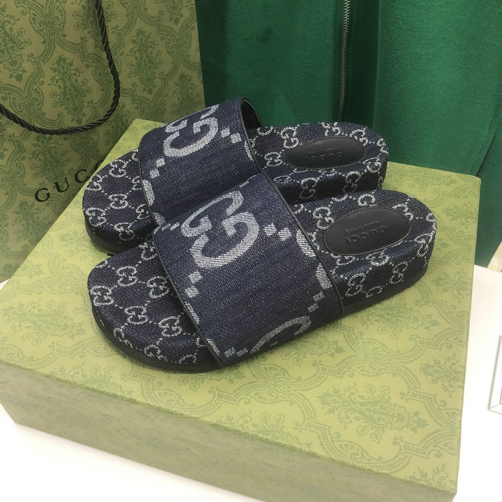 グッチ GUCCI 26-GGJ22043D　2022年最新入荷 ウィメンズ フラットフォームル スライドサンダル 厚底ミュール レディースシューズ フラットシューズ キャンパス 男女兼用
