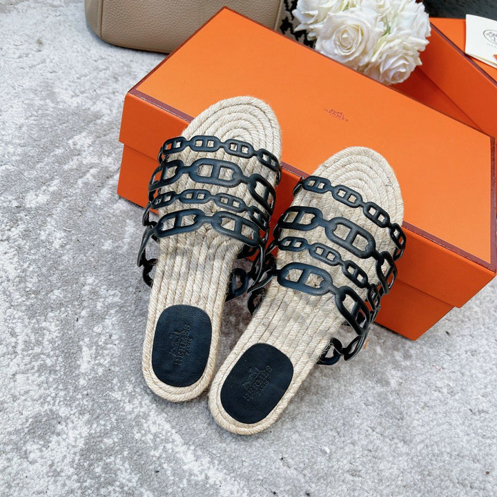 エルメス HERMES 26-HEJ22001　2022年最新入荷 エスパドリーユ アンコーヌ スライドサンダル ロープソール ミュール レディースシューズ