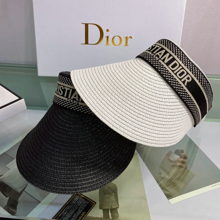商品名称：クリスチャンディオール CHRISTIAN DIOR AN-MZCD22009　2022年最新入荷 D-ナチュラル バイザー ストローハット 日焼け止め 刺繍入りバンド 帽子