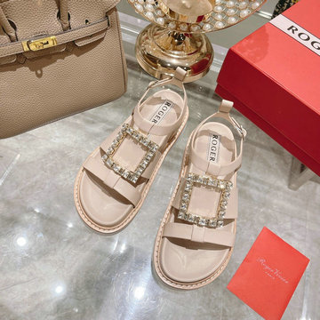ロジェヴィヴィエ ROGER VIVIER 26-RVJ22002Z　2022年最新入荷 ヴィヴ レンジャー ストラス バックル ヌバック サンダル 厚底サンダル サマーサンダル レディースシューズ