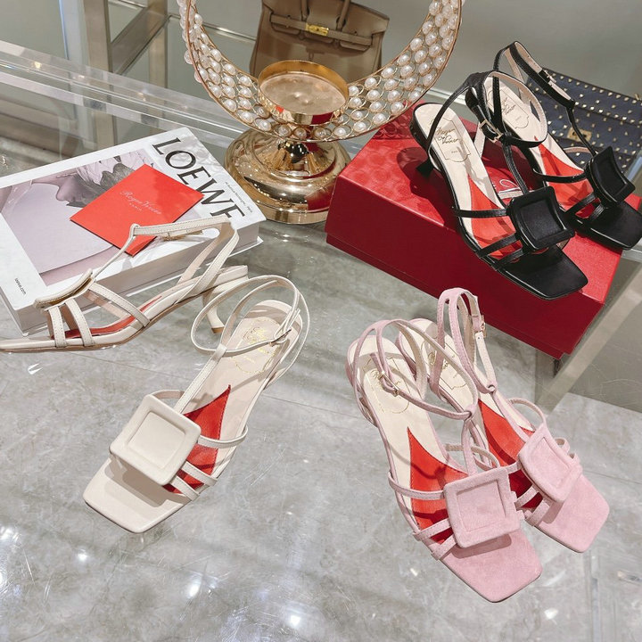 ロジェヴィヴィエ ROGER VIVIER 26-RVJ22004　2022年最新入荷 ヴィルギュル カバード バックル スリングバック サンダル ローヒールサンダル レディースシューズ