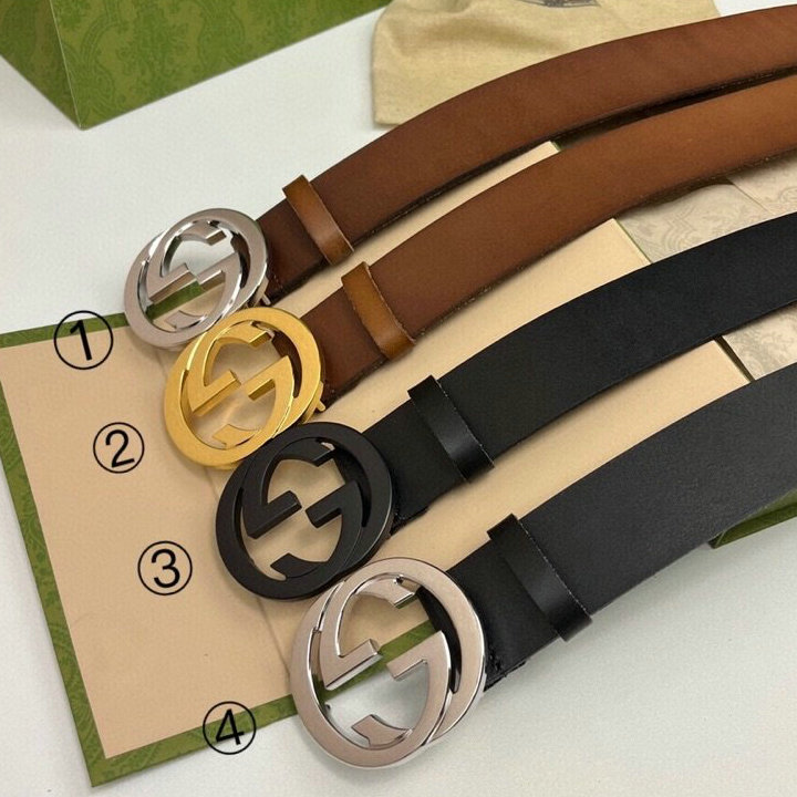 グッチ GUCCI 057-GG400593BG　2022年最新作 ベルト カーフレザー ダブルGバックル 幅4cm