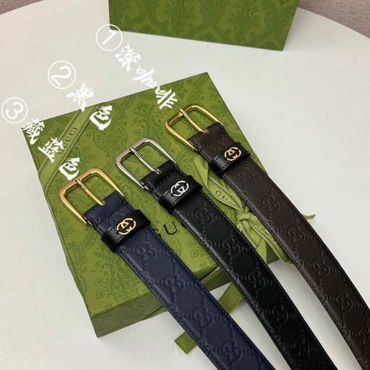 グッチ GUCCI 057-GG403941Z　2022年最新作 ベルト カーフレザー スクエアバックル 幅35mm