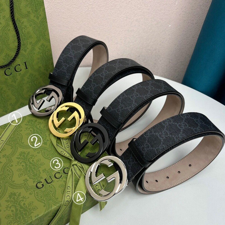 グッチ GUCCI 057-GG411924BGK　2022年最新作 ベルト カーフレザー ダブルGバックル 幅4cm