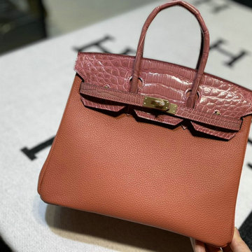 エルメス HERMES 063-HBK25TEGQJLF　2022年最新入荷 バーキンバッグ トップハンドルバッグ トートバッグ ハンドバッグ レディースかばん TOGO革 クロコ革