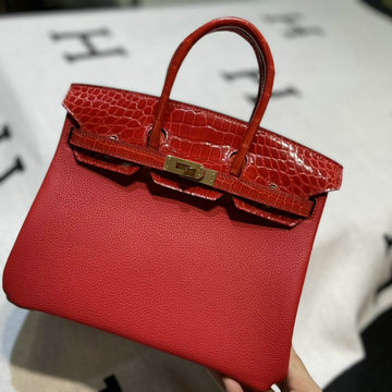エルメス HERMES 063-HBK25TEGQJRD　2022年最新入荷 バーキンバッグ トップハンドルバッグ トートバッグ ハンドバッグ レディースかばん TOGO革 クロコ革