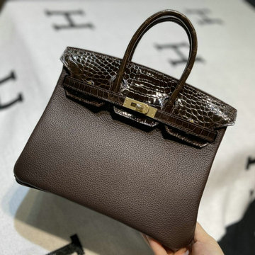 エルメス HERMES 063-HBK25TEGQJSK　2022年最新入荷 バーキンバッグ トップハンドルバッグ トートバッグ ハンドバッグ レディースかばん TOGO革 クロコ革