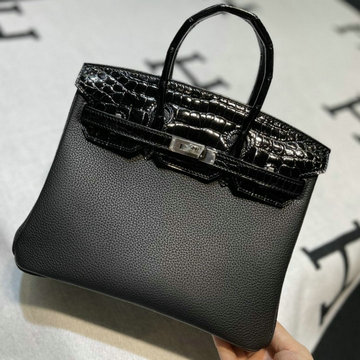エルメス HERMES 063-HBK25TEGQYBK　2022年最新入荷 バーキンバッグ トップハンドルバッグ トートバッグ ハンドバッグ レディースかばん TOGO革 クロコ革
