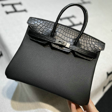 エルメス HERMES 063-HBK25TEWQYBK　2022年最新入荷 バーキンバッグ トップハンドルバッグ トートバッグ ハンドバッグ レディースかばん TOGO革 クロコ革
