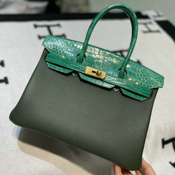 商品名称：エルメス HERMES 063-HBK30TENPJMG　2022年最新入荷 バーキンバッグ トップハンドルバッグ トートバッグ ハンドバッグ レディースかばん TOGO革 クロコ革