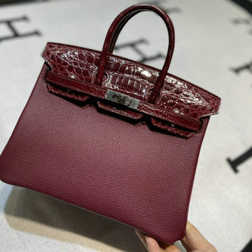 エルメス HERMES 063-HBK25TEGQYJH　2022年最新入荷 バーキンバッグ トップハンドルバッグ トートバッグ ハンドバッグ レディースかばん TOGO革 クロコ革