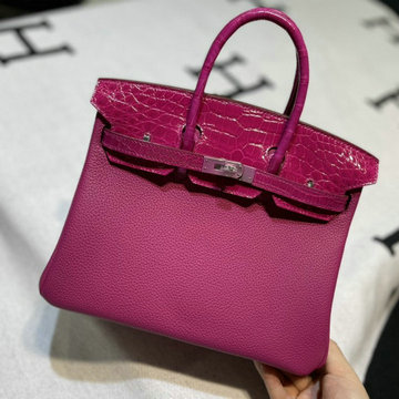 エルメス HERMES 063-HBK25TEGQYZH　2022年最新入荷 バーキンバッグ トップハンドルバッグ トートバッグ ハンドバッグ レディースかばん TOGO革 クロコ革