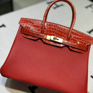 エルメス HERMES 063-HBK30TENQJFR　2022年最新入荷 バーキンバッグ トップハンドルバッグ トートバッグ ハンドバッグ レディースかばん TOGO革 クロコ革