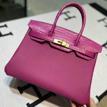 エルメス HERMES 063-HBK30TENQJTH　2022年最新入荷 バーキンバッグ トップハンドルバッグ トートバッグ ハンドバッグ レディースかばん TOGO革 クロコ革