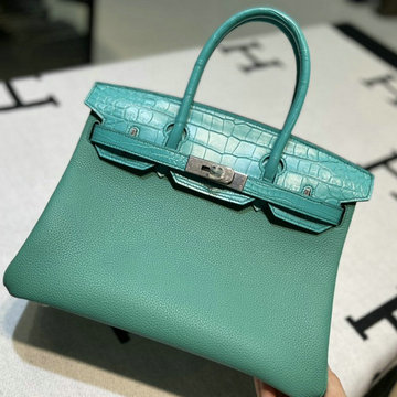 エルメス HERMES 063-HBK30TENQYWG　2022年最新入荷 バーキンバッグ トップハンドルバッグ トートバッグ ハンドバッグ レディースかばん TOGO革 クロコ革