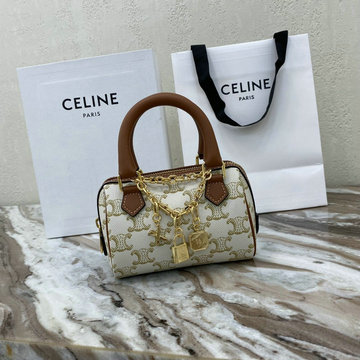 セリーヌ CELINE DD-CE195112BLB　2022年最新入荷 ミニ ボストンバッグ トートバッグ ハンドバッグ 2way 斜め掛け ショルダーバッグ トリオンフキャンバス