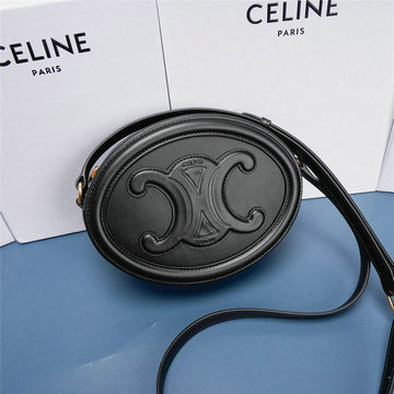商品名称：セリーヌ CELINE DD-CE198604BK　2022年最新入荷 オーバルバッグ キュイル トリオンフ 斜め掛け ショルダーバッグ クロスボディバッグ レディースかばん スムースカーフスキン