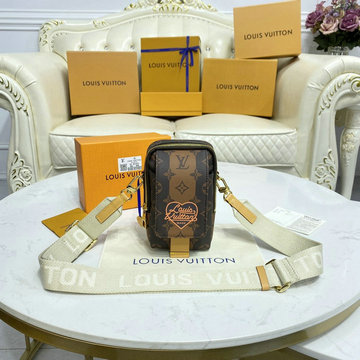 ルイヴィトン LOUISVUITTON 057-M81005　2022年最新入荷 ダブル フォンポーチ 斜め掛け ショルダーバッグ クロスボディバッグ 携帯バッグ モノグラム ストライプ
