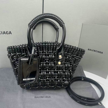 バレンシアガ BALENCIAGA DDB-BA6780282QBK　2022年最新入荷 Bistro XXS ストラップ付きバスケットバッグ トートバッグ ハンドバッグ 2way ショルダーバッグ