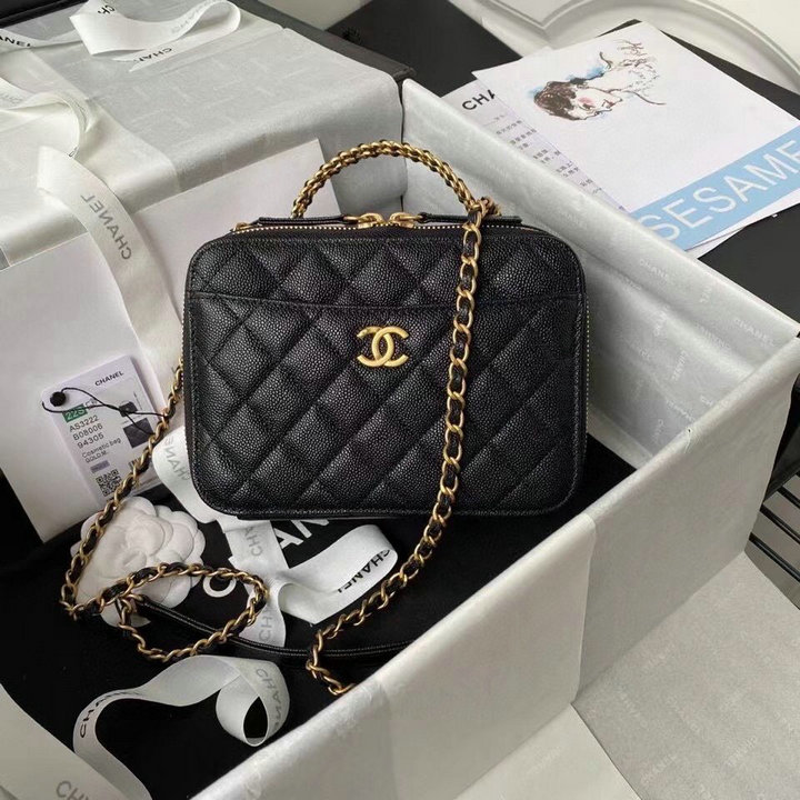 シャネル CHANEL DDB-CH3222BK　2022年最新入荷 スモール ヴァニティー ケース トップハンドルバッグ 斜め掛け ショルダーバッグ 化粧かばん レディースかばん