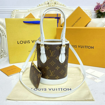 ルイヴィトン LOUISVUITTON 057-M81489　2022年最新入荷 ナノ バケットバッグ トートバッグ 2way 斜め掛け ショルダーバッグ クロスボディバッグ レディースかばん