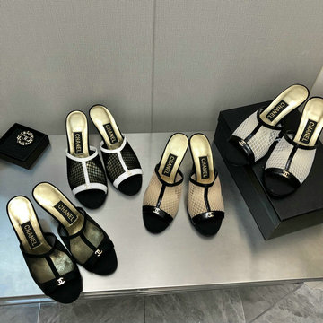 シャネル CHANEL 26-CHJ22044　2022年春夏最新入荷 ハイヒールミュール ピンクヒール サマーサンダル レディースシューズ メッシュ スライドサンダル