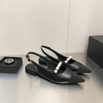 シャネル CHANEL 26-CHJ22048　2022年秋冬最新入荷 スリングバック ローヒールサンダル サマーサンダル ビーチサンダル レディースシューズ カーフレザー