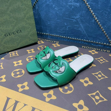グッチ GUCCI 26-GGJ22044PPG　2022年最新入荷 インターロッキングG カットアウト ウィメンズ スライドサンダル フラットミュール レディースシューズ 靴