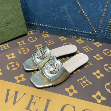 グッチ GUCCI 26-GGJ22044PPQ　2022年最新入荷 インターロッキングG カットアウト ウィメンズ スライドサンダル フラットミュール レディースシューズ 靴