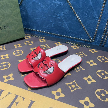 グッチ GUCCI 26-GGJ22044PPR　2022年最新入荷 インターロッキングG カットアウト ウィメンズ スライドサンダル フラットミュール レディースシューズ 靴