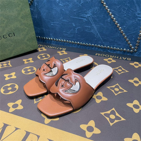 商品名称：グッチ GUCCI 26-GGJ22044PPT　2022年最新入荷 インターロッキングG カットアウト ウィメンズ スライドサンダル フラットミュール レディースシューズ 靴