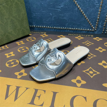 グッチ GUCCI 26-GGJ22044PPY　2022年最新入荷 インターロッキングG カットアウト ウィメンズ スライドサンダル フラットミュール レディースシューズ 靴