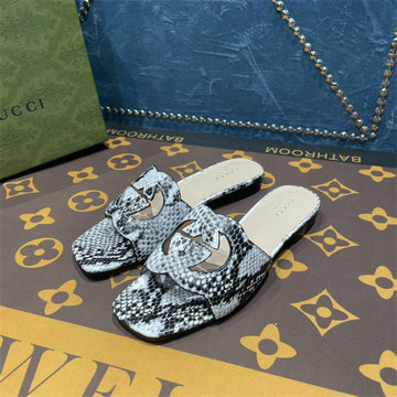 グッチ GUCCI 26-GGJ22044PSY　2022年最新入荷 インターロッキングG カットアウト ウィメンズ スライドサンダル フラットミュール レディースシューズ 靴