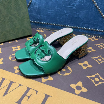 グッチ GUCCI 26-GGJ22044ZPG　2022年最新入荷 インターロッキングG カットアウト ウィメンズ スライドサンダル ローヒールミュール レディースシューズ 靴