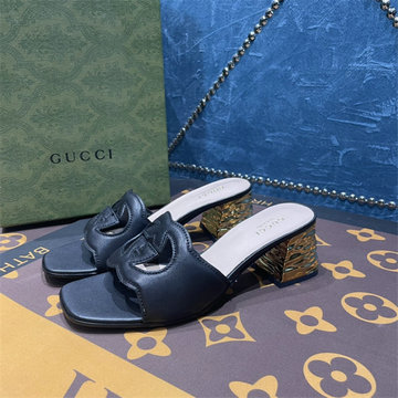 グッチ GUCCI 26-GGJ22044ZPK　2022年最新入荷 インターロッキングG カットアウト ウィメンズ スライドサンダル ローヒールミュール レディースシューズ 靴