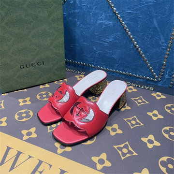 グッチ GUCCI 26-GGJ22044ZPR　2022年最新入荷 インターロッキングG カットアウト ウィメンズ スライドサンダル ローヒールミュール レディースシューズ 靴