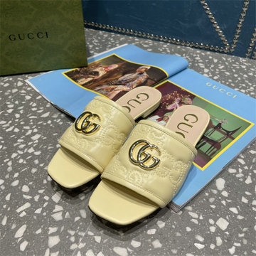 グッチ GUCCI 26-GGJ22045X　2022年最新入荷 GGキルティング ウィメンズ スリッパ スライドサンダル フラットミュール レディースシューズ 靴
