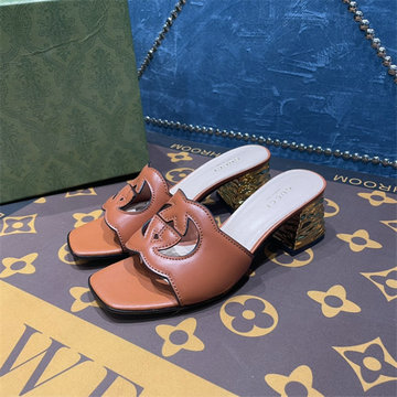 グッチ GUCCI 26-GGJ22044ZPT　2022年最新入荷 インターロッキングG カットアウト ウィメンズ スライドサンダル ローヒールミュール レディースシューズ 靴