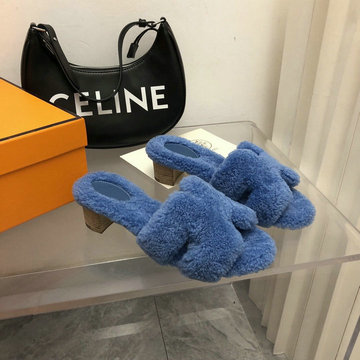 エルメス HERMES 99-HEJ22019LS　2022年秋冬最新入荷 テディ オラン スライドサンダル ウール ローヒールミュール 暖かい レディースシューズ サンダル カーフレザー