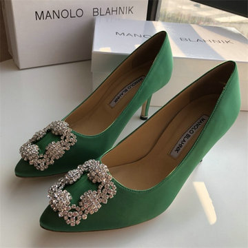 マノロ ブラニク MANOLO BLAHNIK 26-MBJ22007G　2022年最新入荷 ウィメンズ パンプス ハンギシ ビジュー ミドルヒールシューズ ピンヒール レディースシューズ