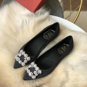 ロジェヴィヴィエ ROGER VIVIER 26-RVJ22006　2022年最新入荷 フラワーストラス フラワークリスタルバックル パンプス ウィメンズ フラットシューズ レディースシューズ