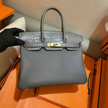 エルメス HERMES 063-HBK30SEQJLH　2022年最新入荷 バーキンバッグ トップハンドルバッグ トートバッグ ハンドバッグ レディースかばん エプソン クロコ革