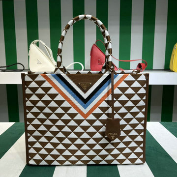 商品名称：プラダ PRADA GH-PD1BA356BTKF　2022年最新入荷 シンボル ジャカードファブリック ラージハンドバッグ トートバッグ トップハンドルバッグ レディースかばん