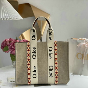 商品名称：クロエ CHLOE GH-CLE7565BBH　2022年最新入荷 Woody ラージトートバッグ ハンドバッグ トップハンドルバッグ コットンキャンバス