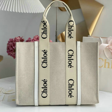 商品名称：クロエ CHLOE GH-CLE7565BBS　2022年最新入荷 Woody ラージトートバッグ ハンドバッグ トップハンドルバッグ コットンキャンバス