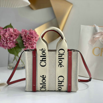 クロエ CHLOE GH-CLE7666BBR　2022年最新入荷 Woody ラージトートバッグ ハンドバッグ トップハンドルバッグ コットンキャンバス