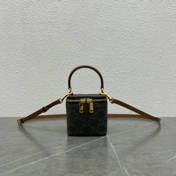 セリーヌ CELINE XX-CE100766BKF　2022年最新入荷 ミニ バニティーケース トートバッグ 斜め掛け ショルダーバッグ クロスボディバッグ トリオンフキャンバス