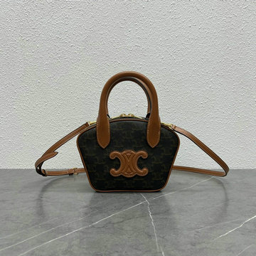 セリーヌ CELINE XX-CE110462BKF　2022年最新入荷 ミニ ボウリングバッグ トートバッグ ハンドバッグ 2way 斜め掛け ショルダーバッグ トリオンフキャンバス